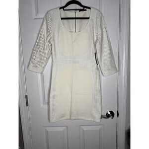 TART NWT Cream Mesh Mixed‎ Media BodyCon Dress Size M